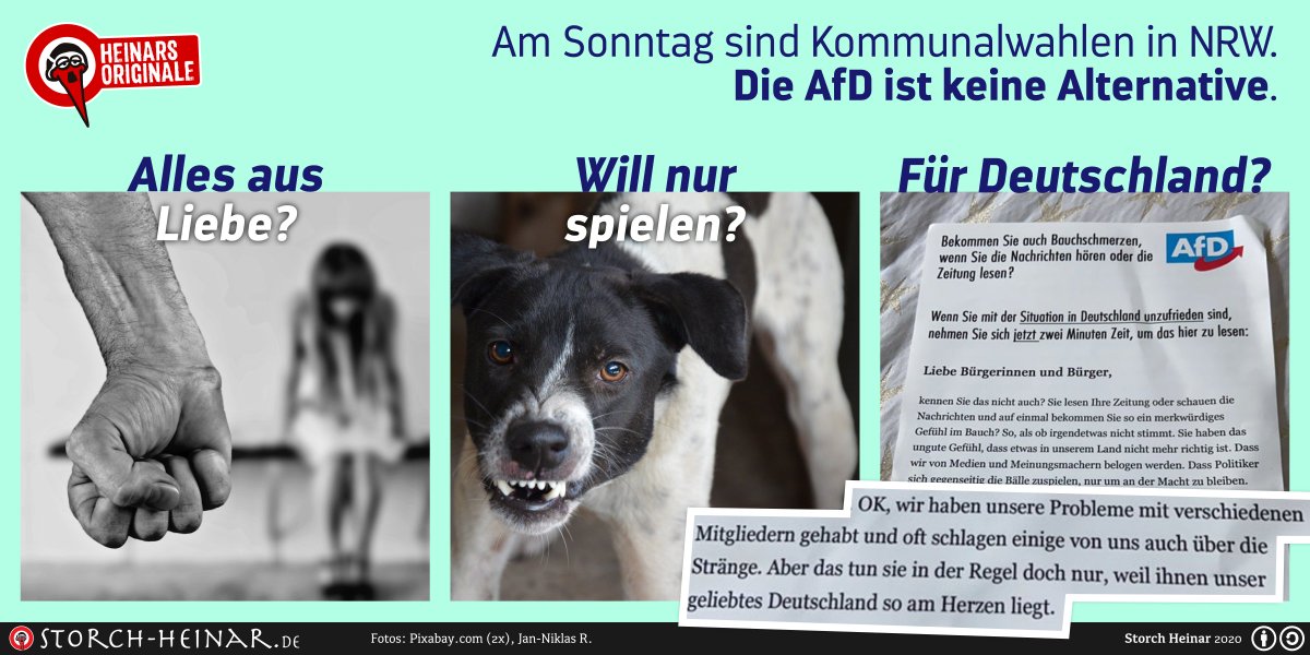 #AfD-Mitglieder schlagen über die Stränge? 
Nur aus #Liebe zu #Deutschland? Ach was.

Hallo #NRW! Sonntag #wählen gehen! 
Kickt die AfD aus den Kommunalparlamenten!
Danke.❤️ 

#Kommunalwahlen #NRW2020 #NRW1309