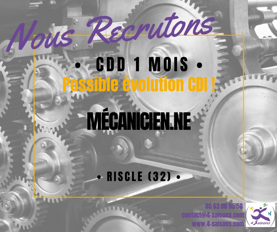 👩‍🔧OFFRE D'EMPLOI 👨‍🔧
Nous recherchons pour l'un.e de nos adhérent.e.s un.e mécanicien.ne à Riscle, avec possibilité d'évolution en CDI. Vous avez le profil ? Plus d'infos sur l'offre et possibilité de postuler en ligne : bit.ly/33l3kwb