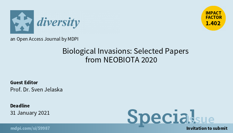 DiversityMDPI's tweet photo. #CallforPaper Special Issue "#Biological #Invasions: Selected Papers from NEOBIOTA 2020", edited by Prof. Dr. Sven Jelaska
https://t.co/z3ilVqm9Wi
Submission Deadline: 31 January 2021
#biogeography #macroecology
#CitizenScience
#SpeciesInteractions
#EcologicalNetworks https://t.co/lUTwDhAkhW