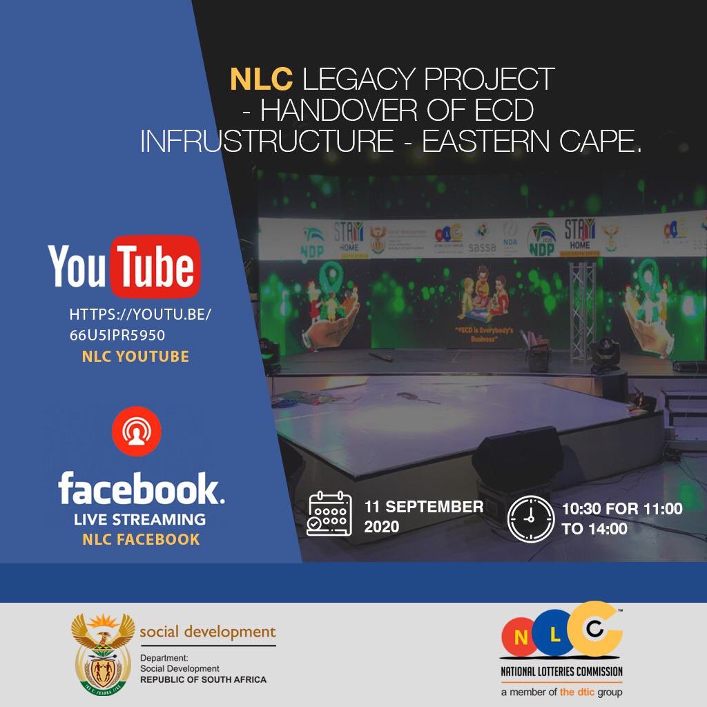 SA_NLC's tweet photo. Today, we'll hand over 9 #LottoFunded ECD centres to the Department of Social Development and beneficiaries in the Eastern Cape Province.
Join us at 11:00 at the link in the poster!
#FundingForImpact
#NLCLegacyProject https://t.co/YUOlHqY5pV