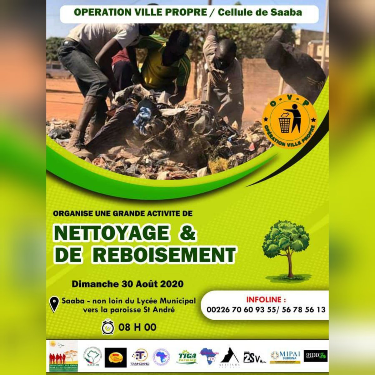 226OVP's tweet photo. Vive 👉 #Operation_Ville_Propre
 Une journée pour nettoyer, reboiser et sensibiliser dans la commune de Saaba . 
Faire de Ouagadougou ainsi que des autres villes du Burkina Faso des cités salubres, tel est l’objectif de l’initiative « Opération ville propre » (OVP) . https://t.co/kIjghkyLmb
