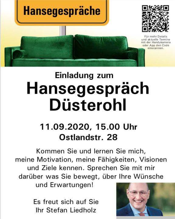 Heute abend bin ich um 15 Uhr in Düsterohl und würde mich freuen, mit Ihnen ins Gespräch zu kommen.

#Wipperfuerth #StefanLiedholz