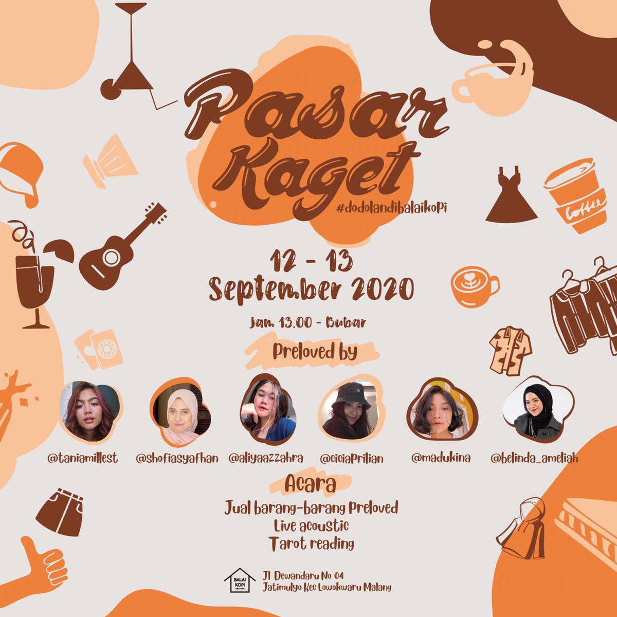 infomalang's tweet image. Besok akan ada pasar betulan mulai dari jam 13.00 siang, dimeriahkan dengan live acoustic dan free tarot reading!👨‍🦰 

👚 mulai dari 10K
📍Balai Kopi (Coffee &amp;amp; Eatery), Malang goo.gl/maps/LkmGkhgcR…

Wear your mask, bring your own bag🖤
#reuse #sustainableclothes