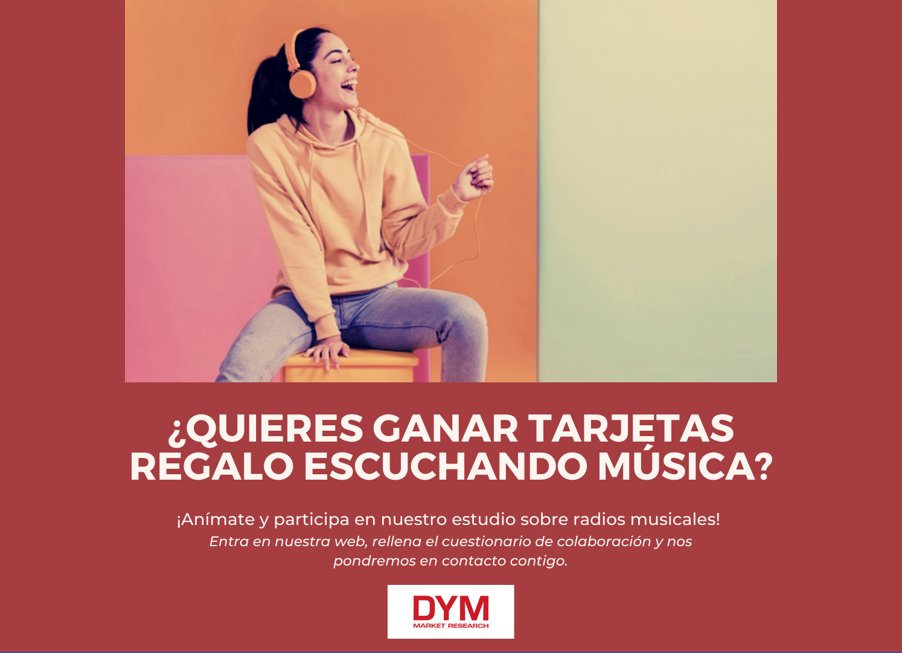 🎶📻¿TE GUSTA ESCUCHAR MÚSICA EN LA RADIO? ¿QUIERES GANAR TARJETAS REGALO? 🎁🎟️
¡Anímate y participa en nuestro estudio sobre radios musicales!
Entra en nuestra web [institutodym.es/es/colabora-co…], rellena el cuestionario y nos pondremos en contacto contigo.
#PasionPorLaInvestigacion