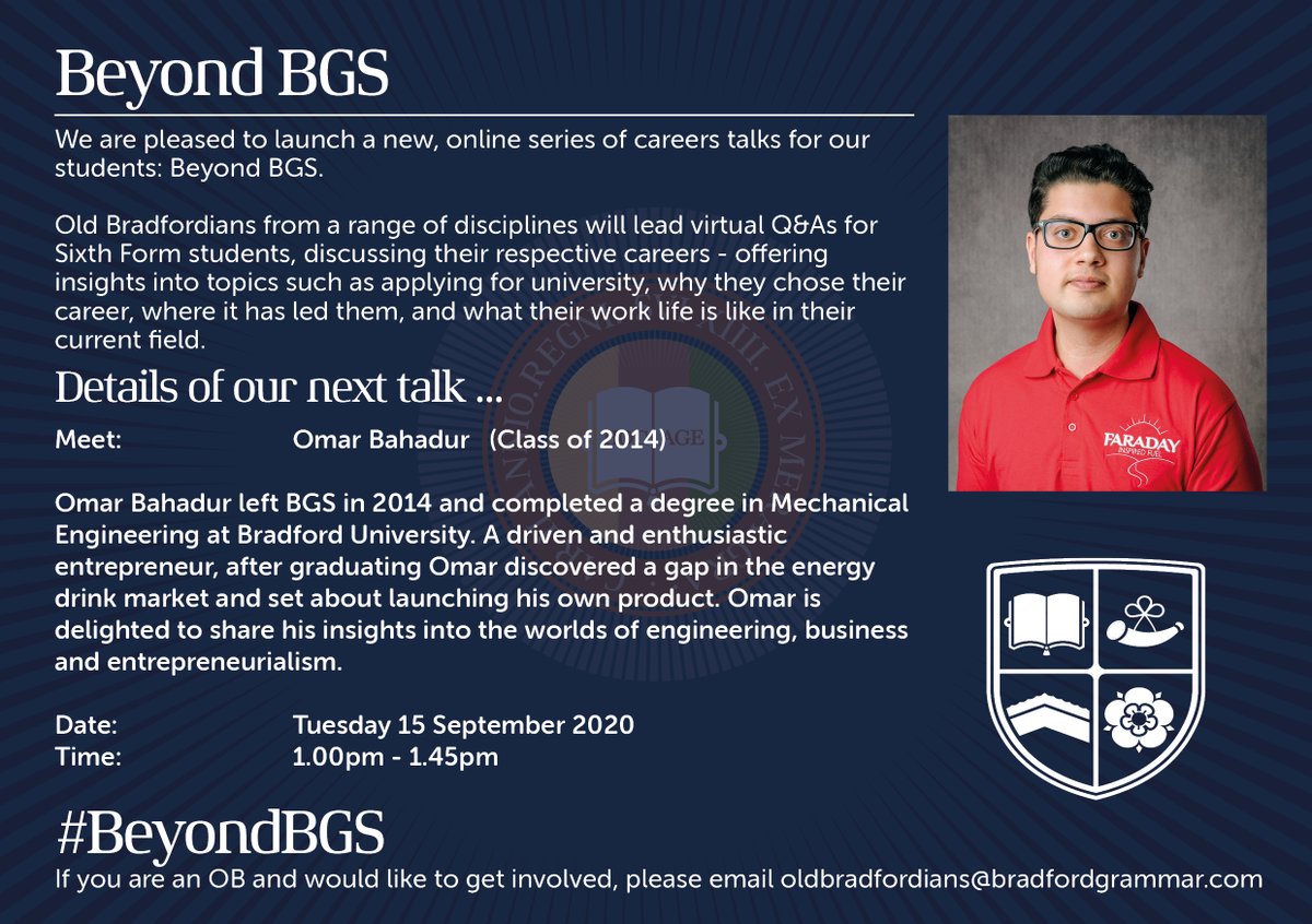 BGS_OBs's tweet photo. We look forward to 'virtually' welcoming back @omarbahadur (OB 2014) to BGS next week for our next #BeyondBGS #CareersTalk. #bgsfamily #hocage #engineering  #business #OB @BGSCareers @FaradayDrinks https://t.co/WmATGZIOt2