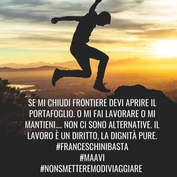 berto_barbara's tweet photo. Se  mi chiudi le frontiere devi aprire il portafoglio. O mi fai lavorare o mi  mantieni.... Non ci sono alternative. Il lavoro è un diritto, la dignità  pure.
#apritelefrontiere
#nonsmetteremodiviaggiare @PiazzapulitaLA7 @dariofrance @SkyTG24 @Ariachetira @la7 @giamma71 https://t.co/ZHp3TDUXcy