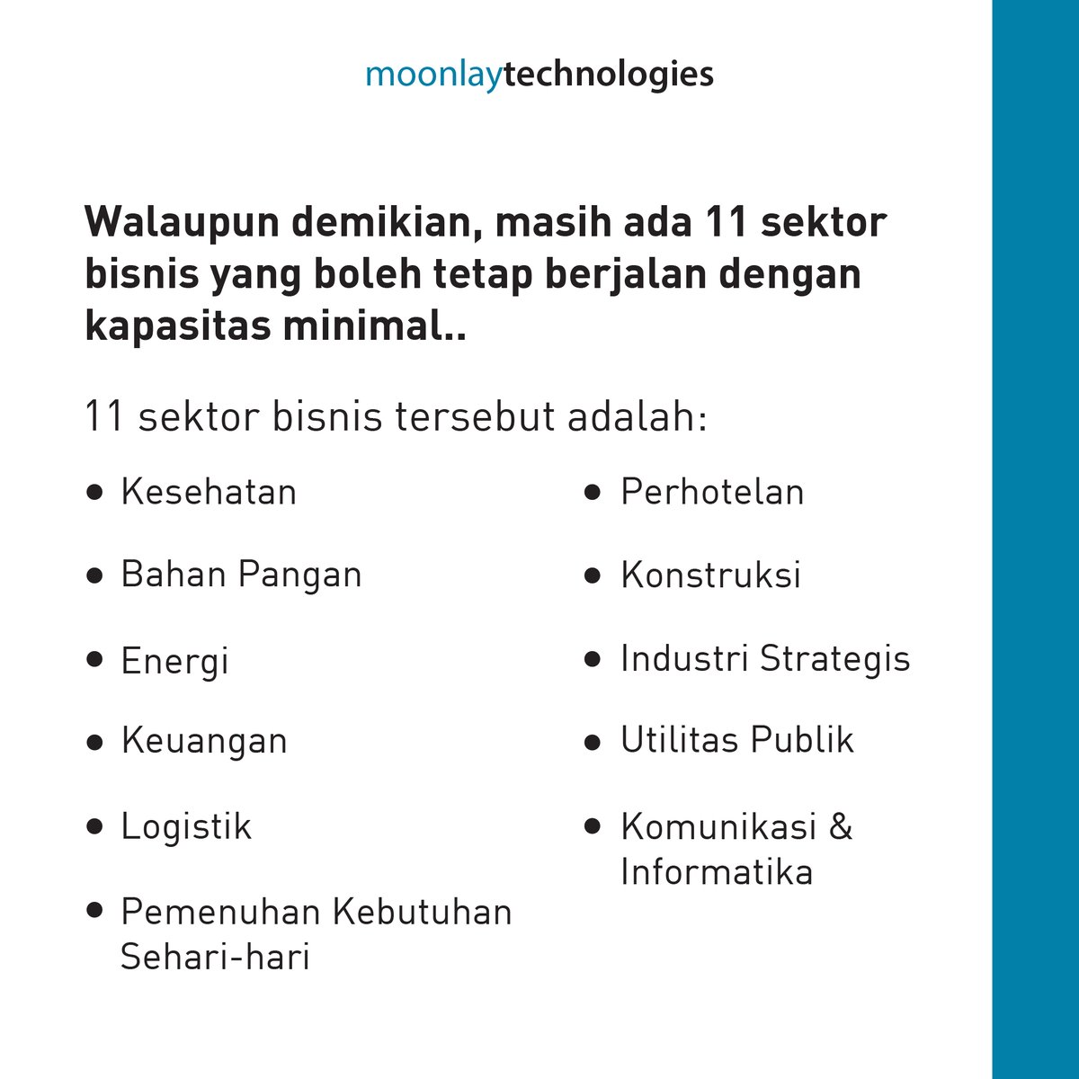 moonlaytech's tweet photo. Penyebaran Covid-19 yang saat ini masih terus bertambah membuat Gubernur DKI Jakarta menarik "Rem Darurat", kebijakan ini berupa PSBB yang diharapkan nantinya bisa mengurangi kasus Covid-19.

#jakartatanggapcorona #hadapibersama #PSBBJakarta #Remdarurat #COVID19 https://t.co/tjaTPjnEVQ
