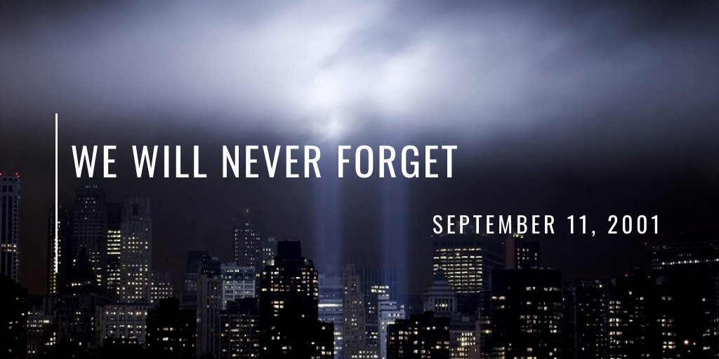 We take a moment of silence today to remember and honor all who were impacted by the terrible events 19 years ago on September 11th. Remember also how our nation united in a moment of terror, stood courageous and recovered stronger than ever. #NeverForget