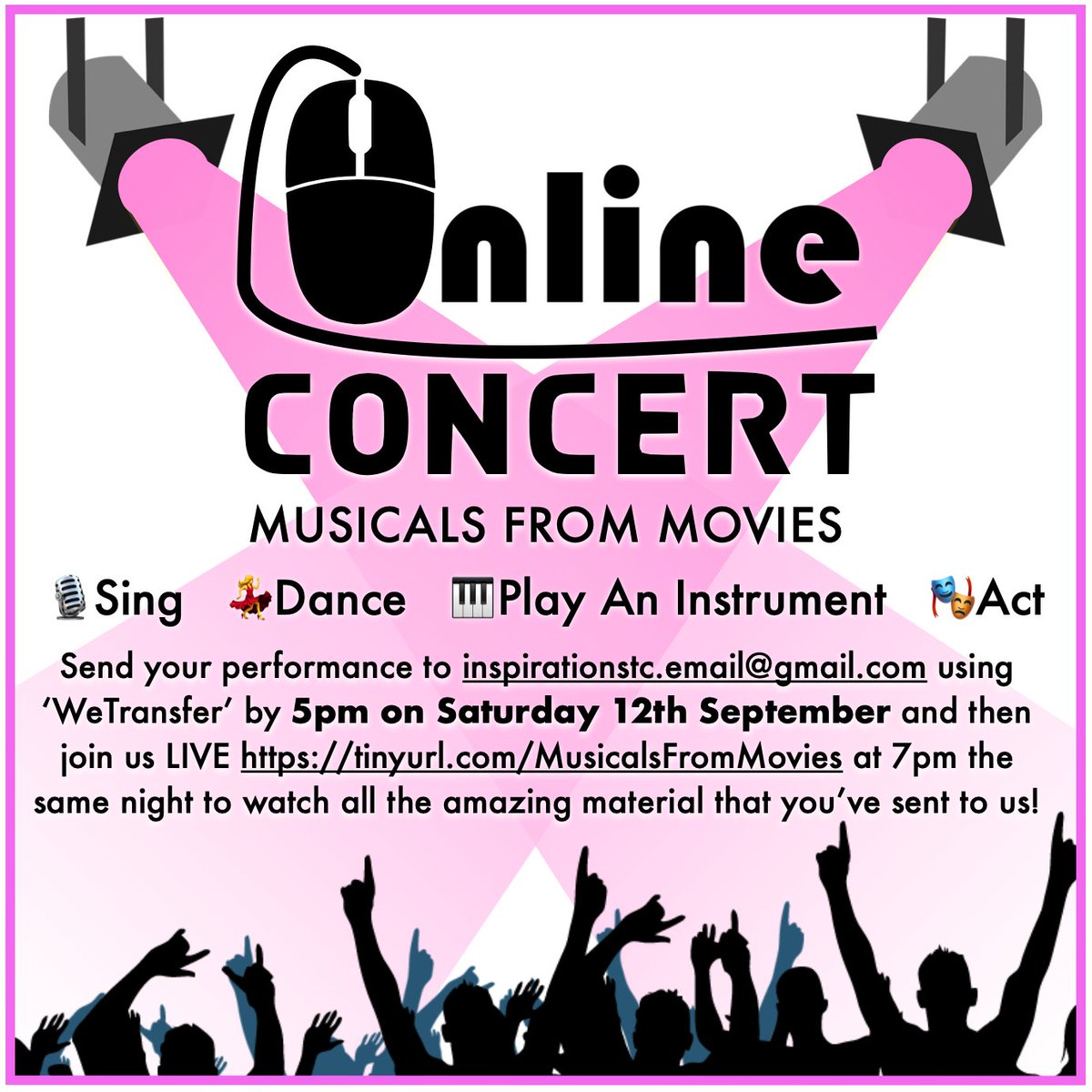 You can still get involved with our next Online Concert - Musicals From Movies :D See our previous posts for ideas - we cannot wait to receive your submissions!
🎙️ 💃🏼 🎭 🎹 

tinyurl.com/MusicalsFromMo…