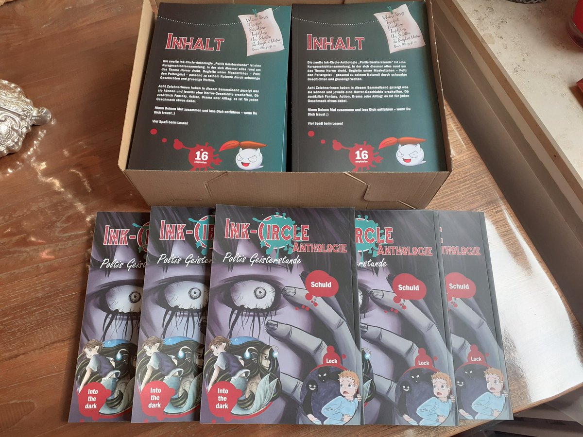 carikku's tweet photo. Today in german:
Endlich haben wir den 2. Band der Ink-Circle Anthologie fertig gedruckt & die Bücher sind gestern angekommen <3 und total toll!
Ich bedanke mich bei allen Teilnehmern aus dem
#InkCircle, ihr seid die Besten!
Bei Kauf-Interesse: pn gerne an mich (10€ + Porto) :D https://t.co/k1rRuBW4wz
