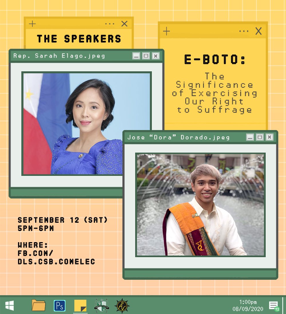 BenildeCOMELEC's tweet photo. E-BOTO is intended to provide awareness to college students regarding the essence of participating in choosing new leaders that represent the people they will be governing.

SEE YOU TOMORROW! 

09. 12. 20

@ADLAWParty https://t.co/zbndJIG99m