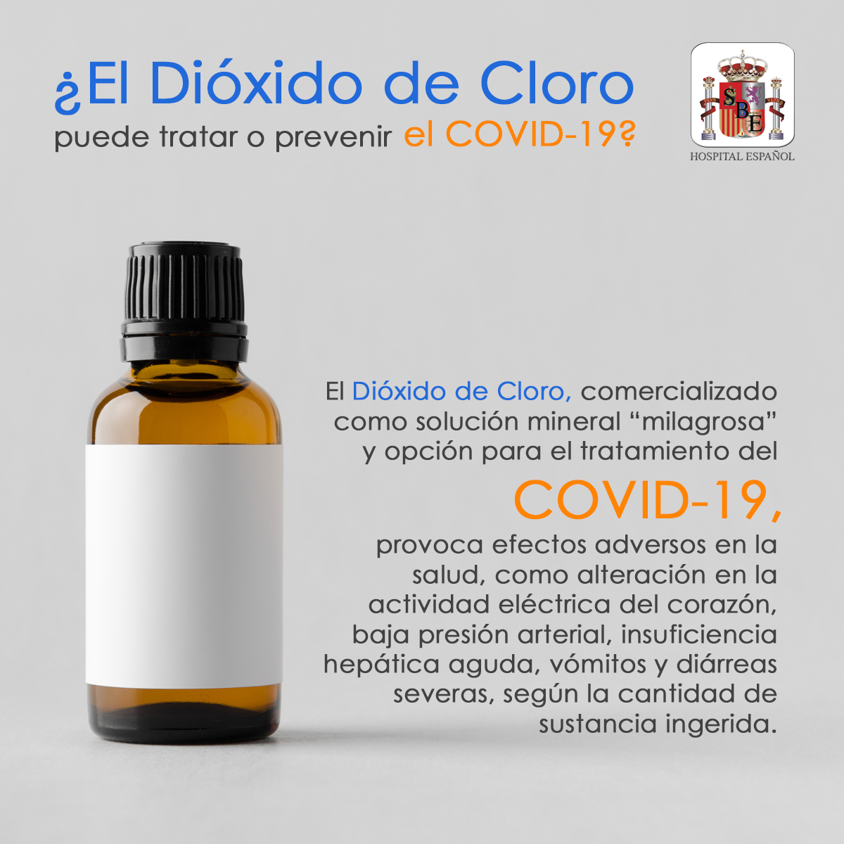 Hospital Español on X: El dióxido de cloro es un potente y tóxico  blanqueador al que le atribuyeron erróneamente propiedades contra el  COVID-19. No arriesgue su salud, consulte a su médico.   /