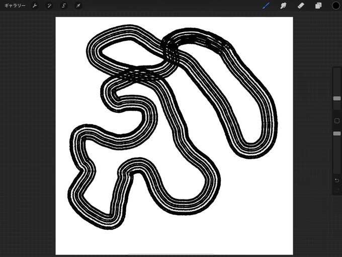 procreateいじってたら、ミニ四駆のサーキットみたいなの描けた。 