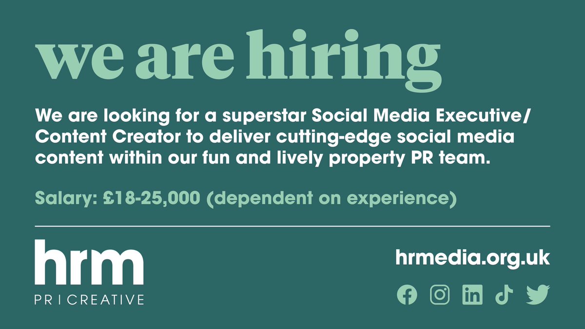 ChapterIIAgency's tweet photo. Are you our next Social Media Executive/Content Creator?! We are looking for a superstar to deliver cutting-edge social media content within our property PR team. See below for the job spec and details of how to apply👇 #socialmediajobs #creativejobs #sheffieldrecruitment https://t.co/ELcEZHsM3C