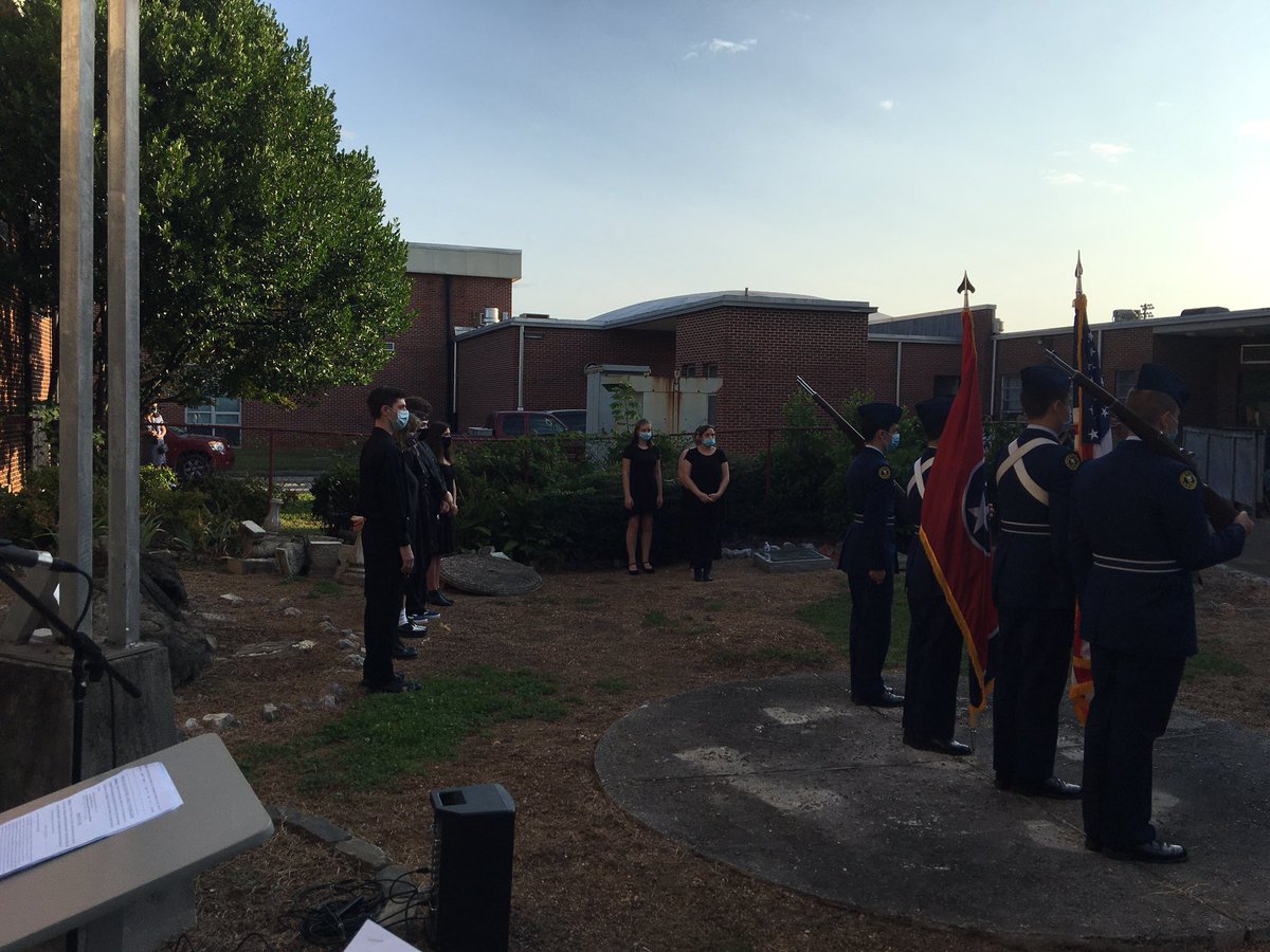 Hixson High School remembered 9/11 this morning. The ladies of the lunchroom were given this year’s Spirit of 9/11 Award for all the extra work they did last spring when the pandemic hit. They worked TIRELESSLY in that moment to care for the needs of our community. #trueservice