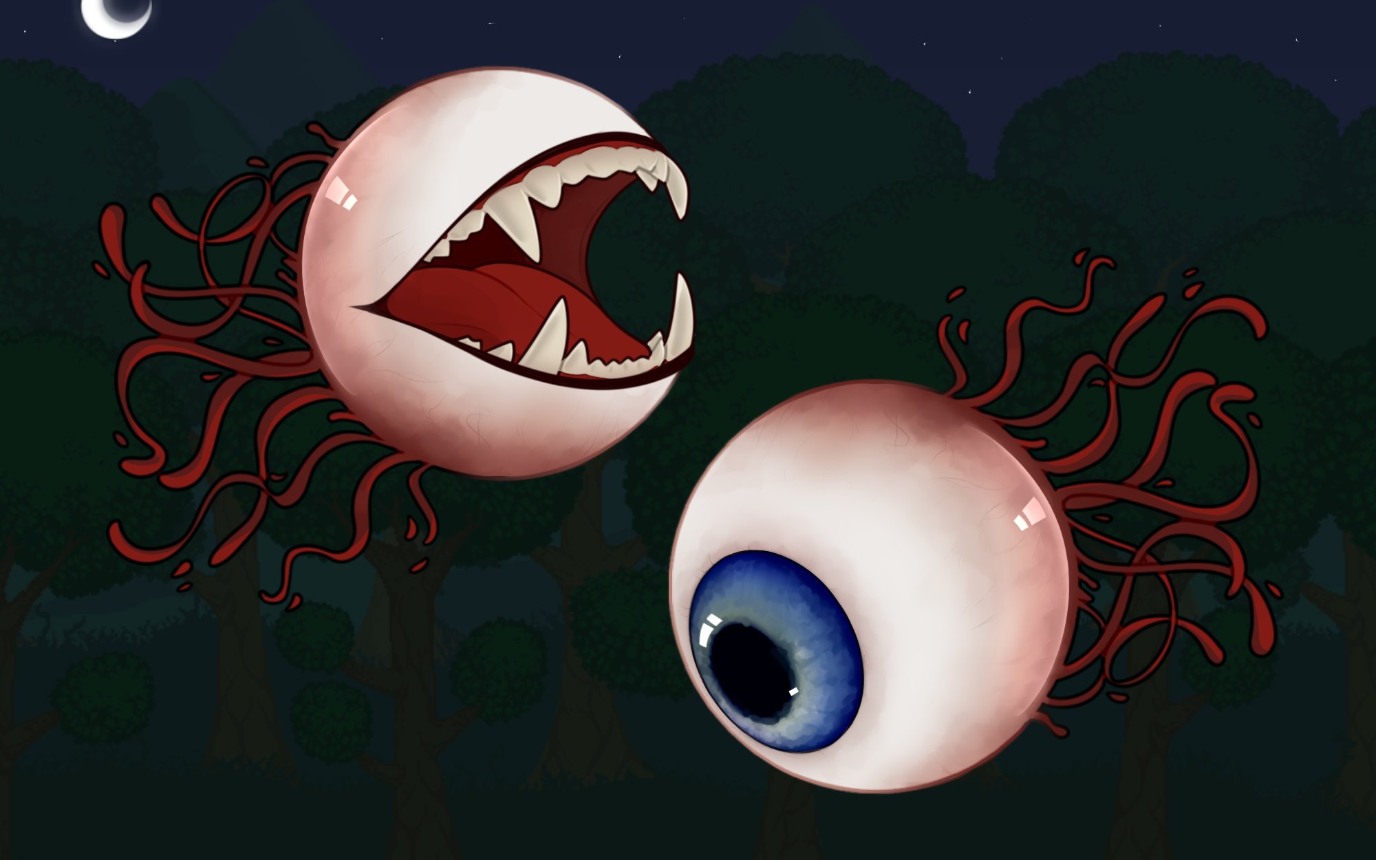 r/Terraria 🌳 on X: Drawing Terraria Bosses in my style: Eye of Cthulu!  👁️   / X