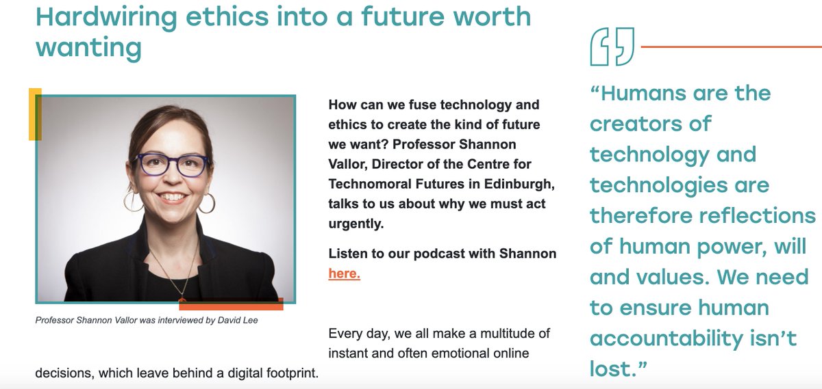 How often do we stop to think how we might shape technology in an image we want, and not just allow it to shape us?
I was lucky to interview brilliant people for an online <a href="/DataCapitalEd/">DDI</a> series, inc Prof @ShannonVallor on data, ethics &amp; technomoral futures bit.ly/2RtweVL