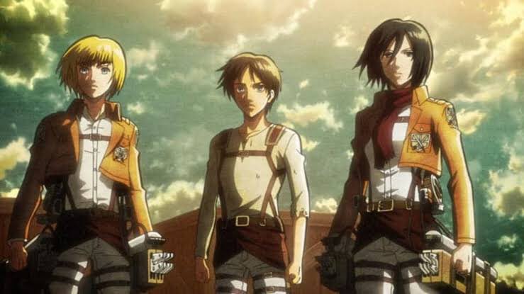 Shingeki no Kyojin/Attack on Titan (8.4/10)Centuries ago, mankind was slaughtered to near extinction by monstrous humanoid creatures called titans, forcing humans to hide in fear behind enormous concentric walls.