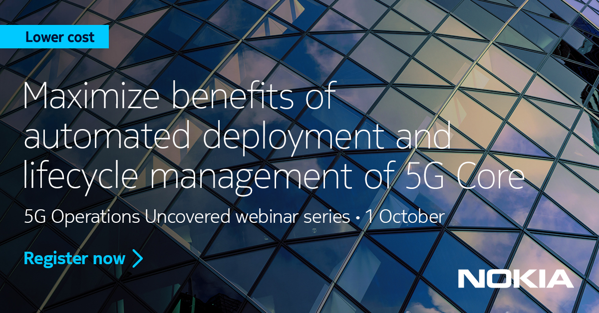 Learn how to get the best out of 5G by automating the entire service lifecycle. Register to our public webinar on October 1st featuring Fran Heeran, SVP, Nokia Software Core Services and Care: nokia.ly/33ie7aB  #nokia #5gcore #automation #lifecyclemanagement #devops