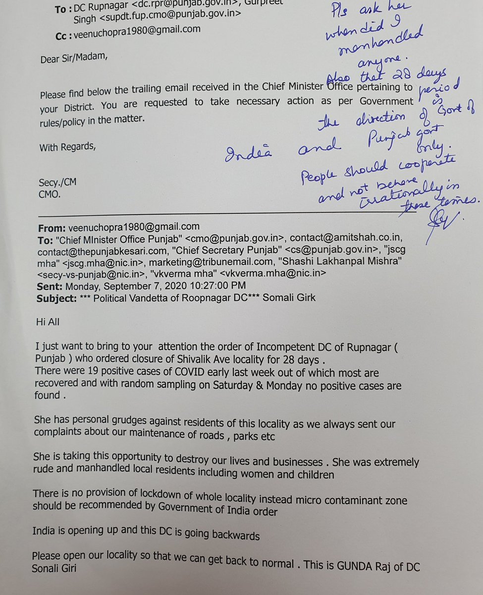 DcRupnagar's tweet photo. Received this one today in my Mail
Totally shocked and wondering if people can freely make any sort of bad lies just because their personal interests were hurt
Would request all residents of containment zone shivalik avenue please cooperate with us and get sampled asap https://t.co/uteVNqr8dz