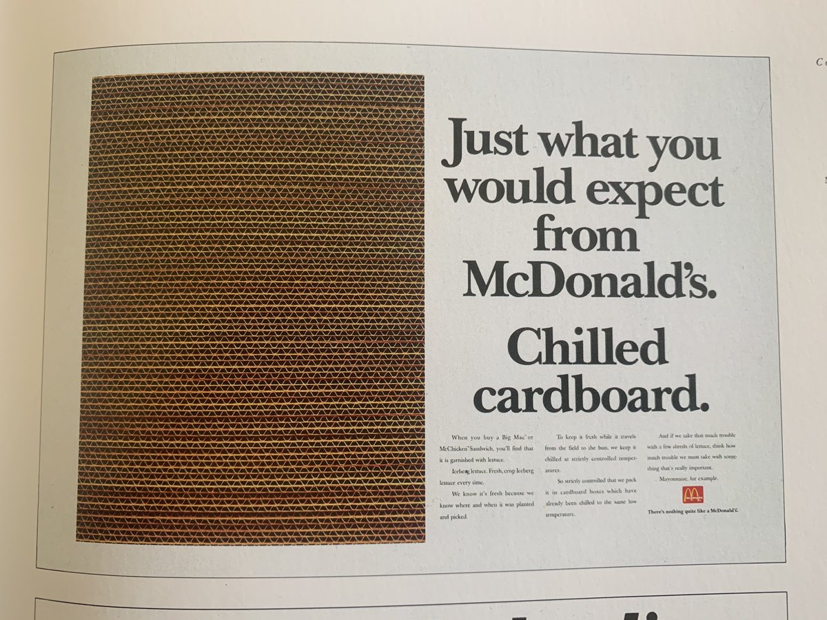 An ad about chilled cardboards to drive brand trust.Client: McDonald'sAgency: Leo Burnett