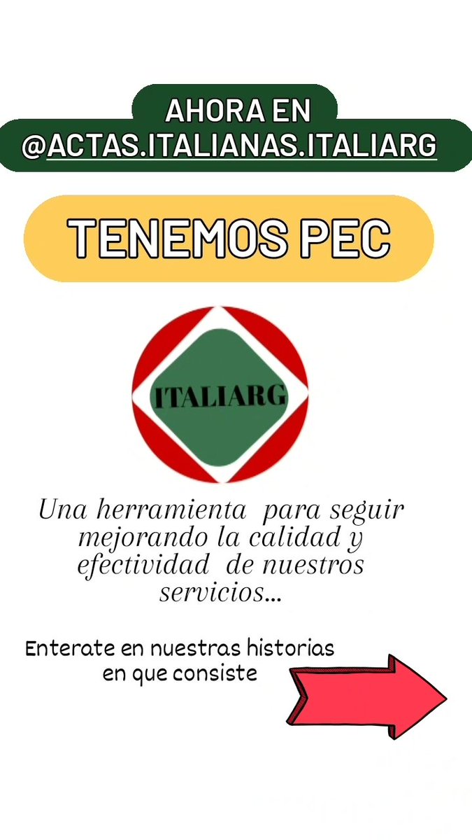 Queremos contarles que en actas italianas  TENEMOS PEC.! 😊😊
Consiste en un correo electronico certificado con validez legal, que nos permite comunicarnos  con todos los entes públicos  de Italia con seriedad y seguridad.