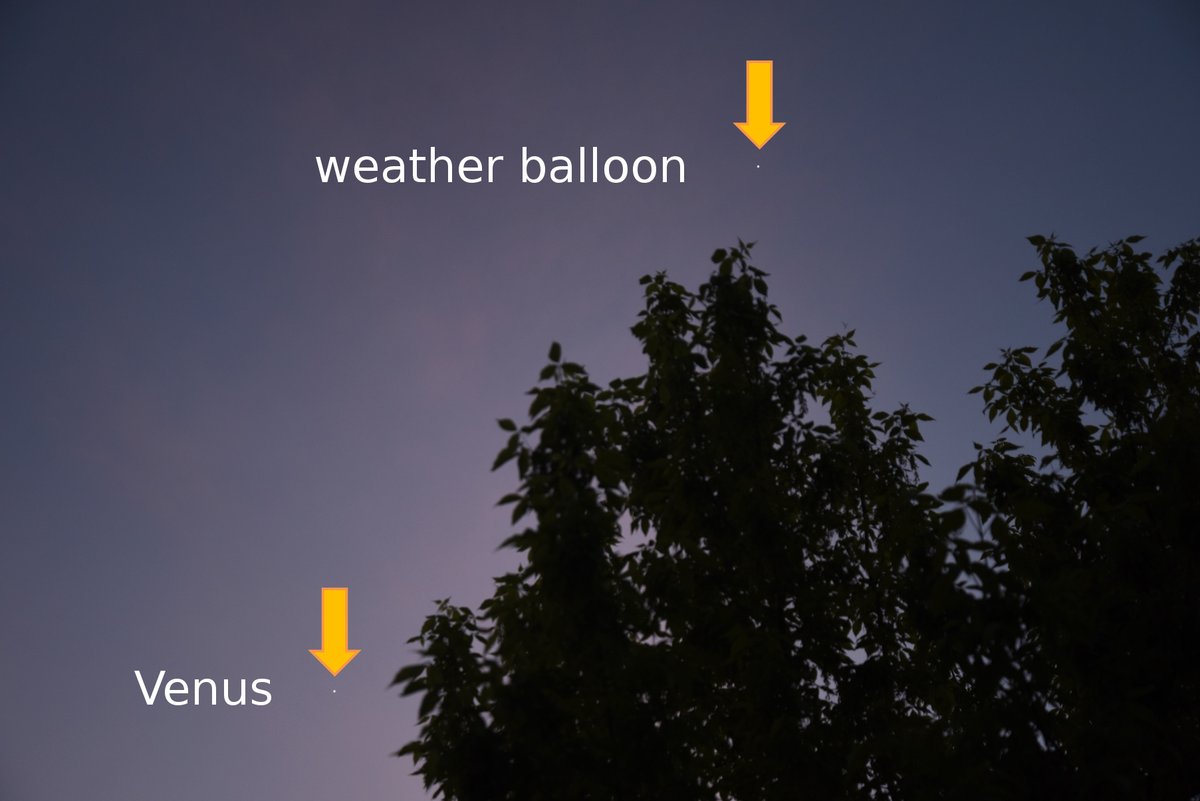 From time to time you can see very bright, moving star-like objects in the sky, even during daytime. This image is from April this year and shows one of them together with planet venus, the evening star, for comparison