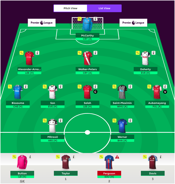 MatPalin's tweet photo. @FPLMate 2m in Bank
GW2 Son->Fernandes
GW3 Auba -> KDB

Thoughts? (Insert meme) https://t.co/201m6Qnjz0