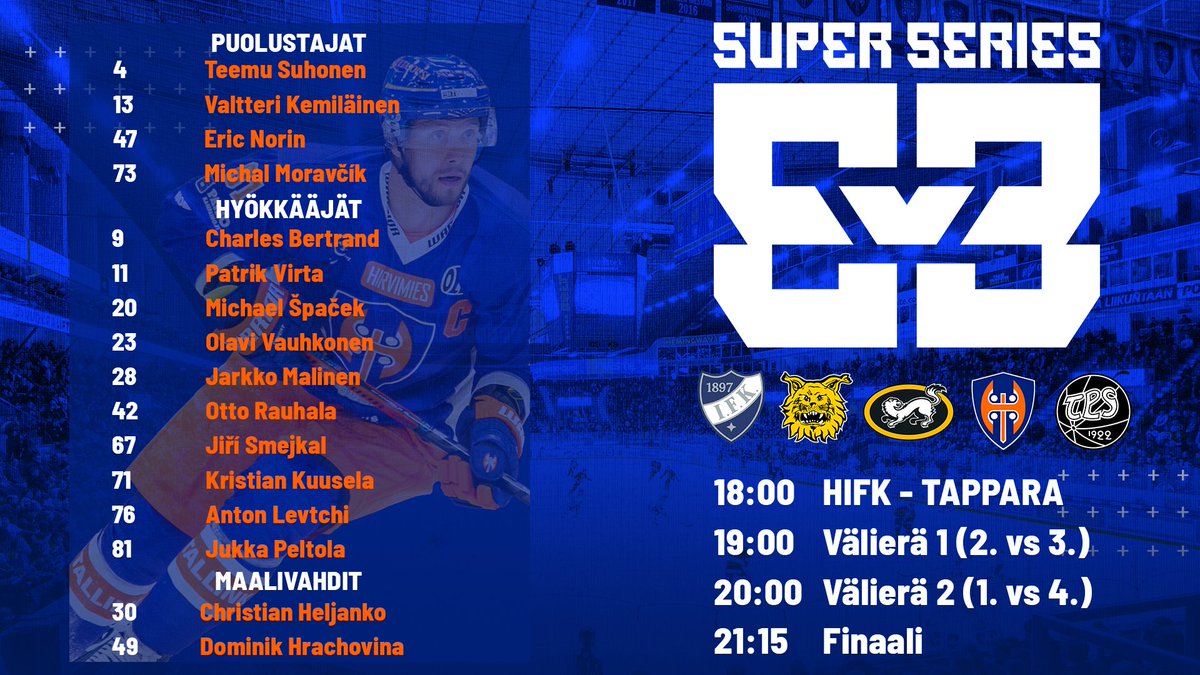 Tapparaofficial's tweet photo. Tappara tänään🔥 

🎫 Liput: https://t.co/7GMCWinx8Q
📺 @CMoreSportFi

#Tappara #3v3superseries https://t.co/m4d0zsSL3Y