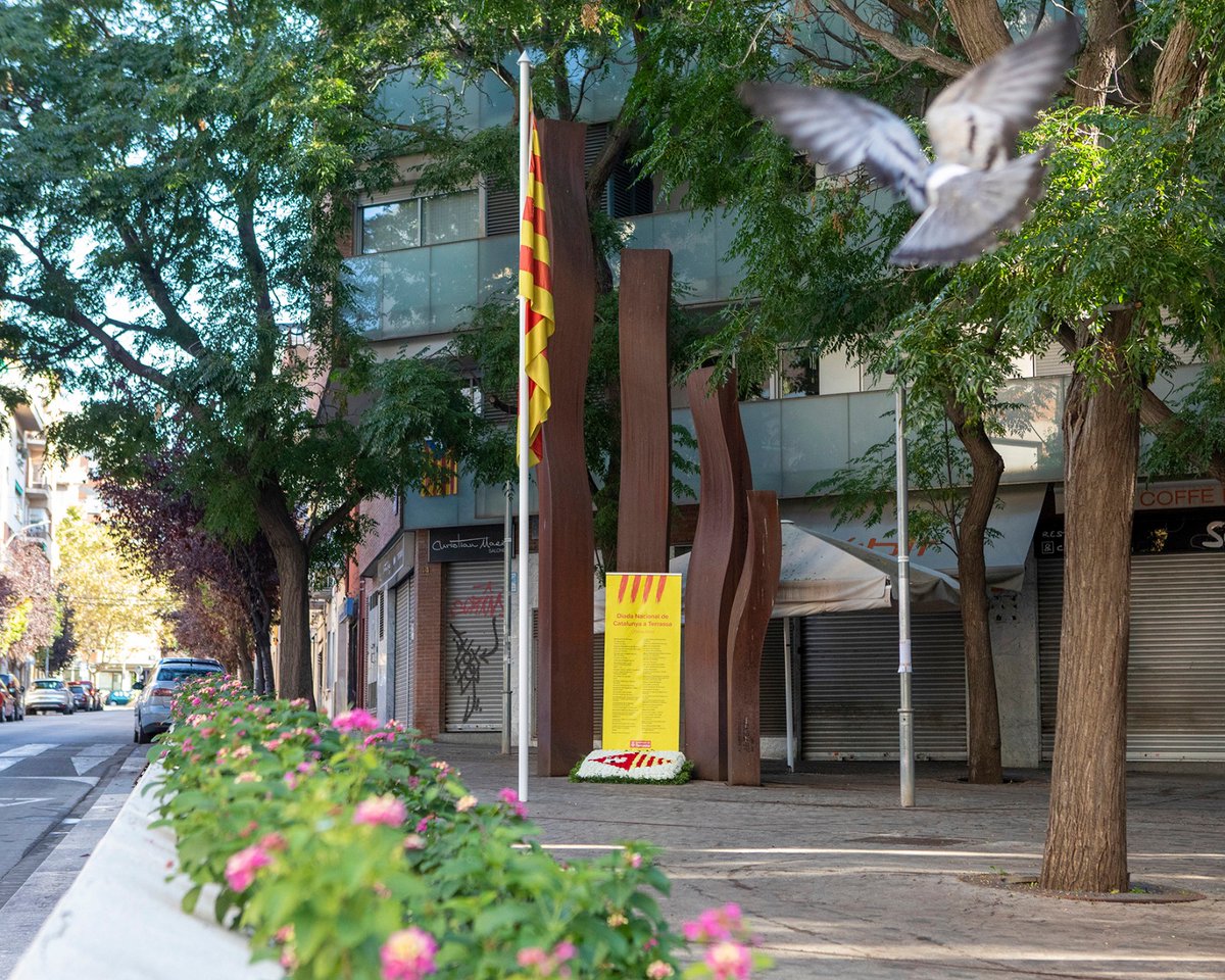 ajterrassa's tweet photo. 11.9.2020| Avui celebrem l’Onze de Setembre, la Diada Nacional de Catalunya, amb una ofrena floral a la plaça Onze de Setembre a la què s’han adherit les entitats de #Terrassa. Bona Diada! https://t.co/wIS8COvX8E