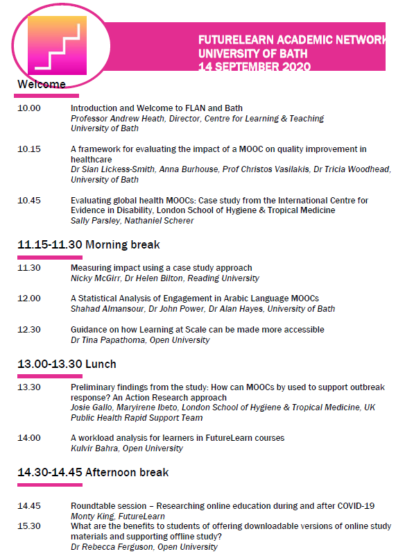 GFereshte's tweet photo. Great to see FLAN events are back! looking forward to #BathFlan and learning about research on #futurelearn #Moocs https://t.co/7FqXcfUwk7