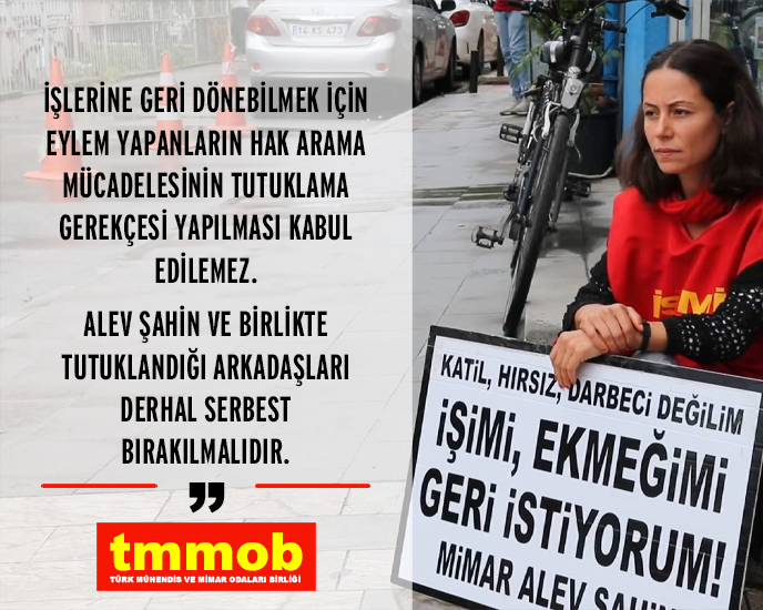TMMOB1954's tweet photo. İşine geri dönmek için yaptığı eylemler nedeniyle tutuklanan Alev Şahin'in serbest bırakılması ve derhal işine iade edilmesi için TMMOB Yönetim Kurulu Başkanı Emin Koramaz tarafından 11 Eylül 2020 tarihinde basın açıklaması yapıldı.
https://t.co/RGFn1wldNB https://t.co/7j1tdP2x44