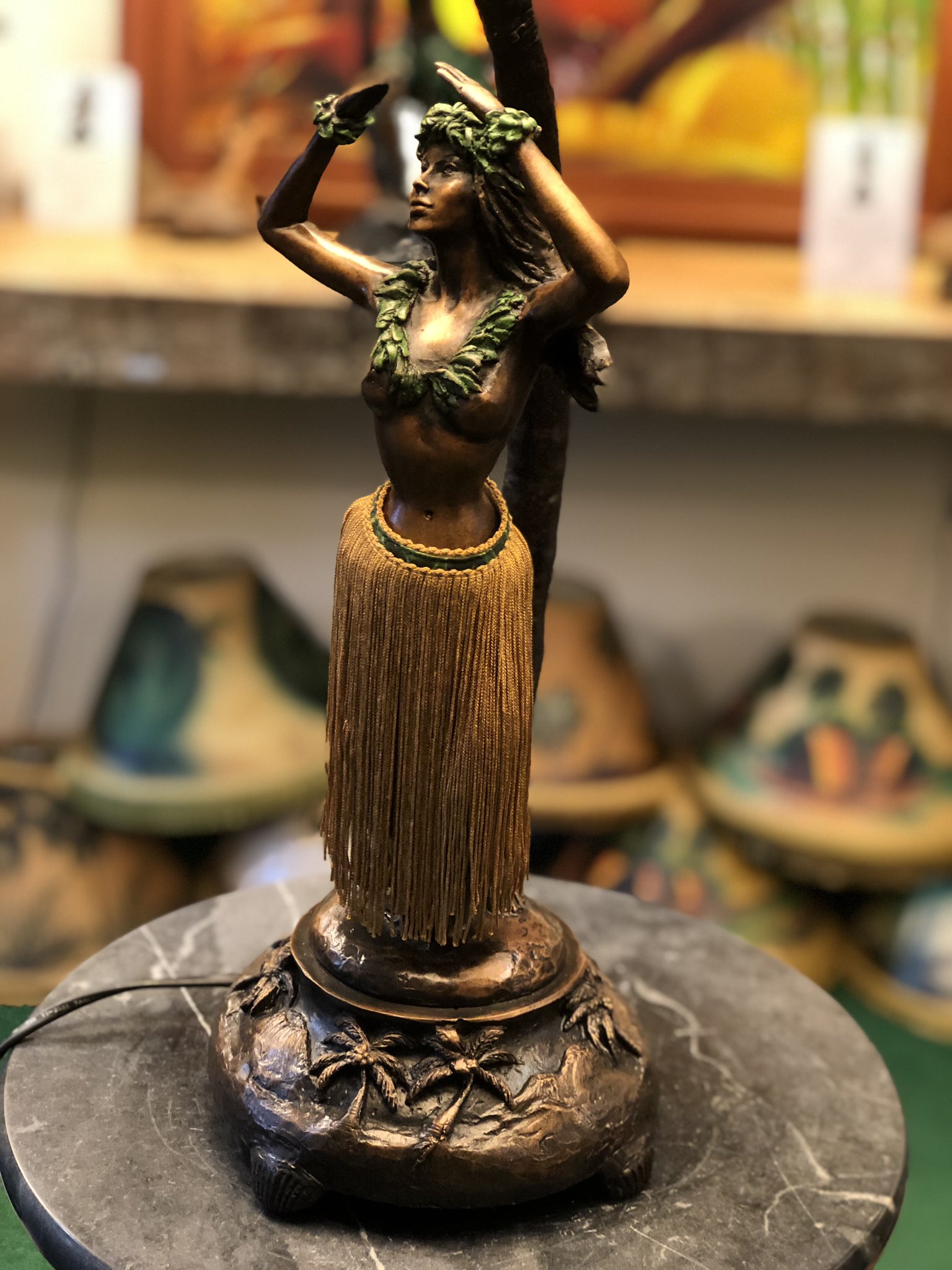 Bronze hula girl lamp sale