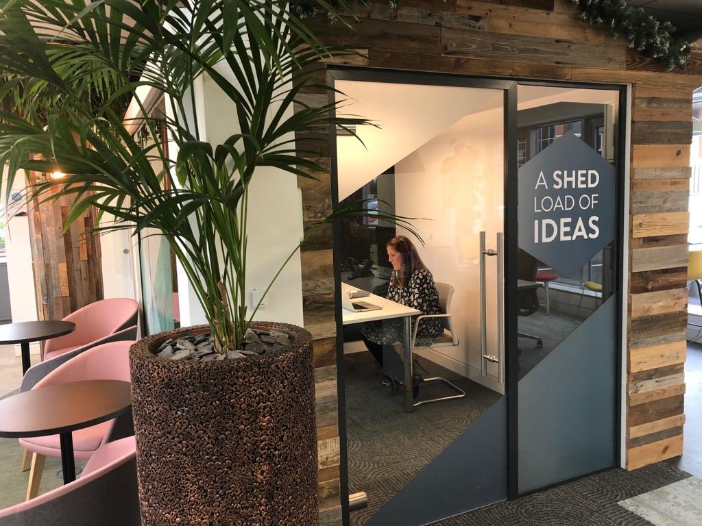 BamfordEmma's tweet photo. @Blueprint_Int Thanks for the loan of the βshed of ideasβ for my research meeting this morning. Definitely helped to get the ideas flowing ! @TecInteractive https://t.co/shZavk5Hfu