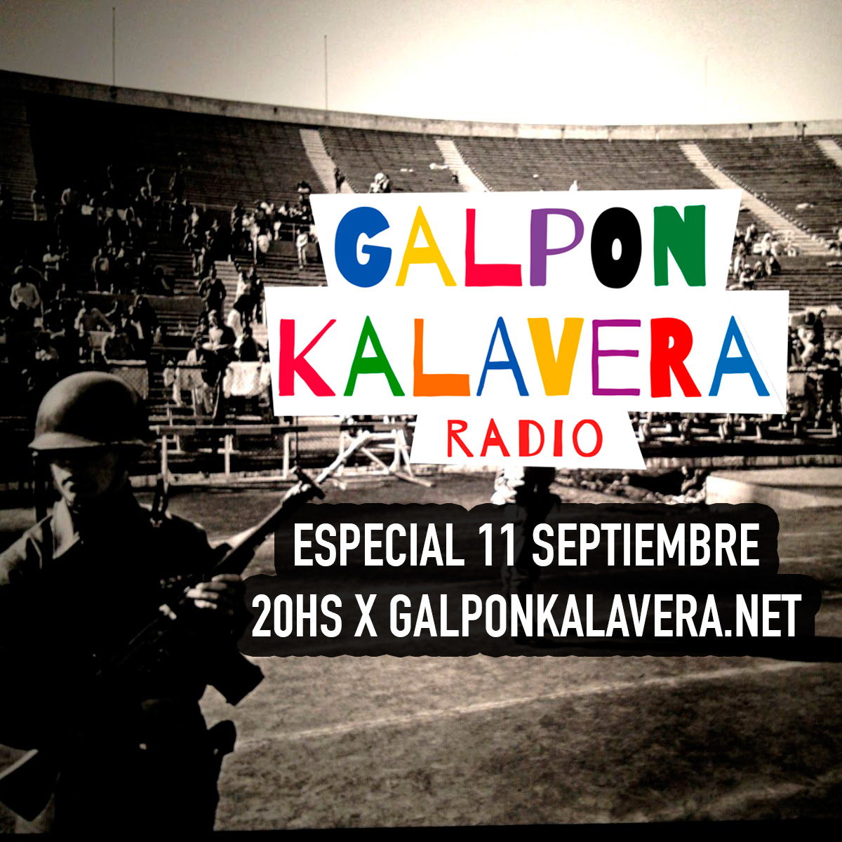 Hoy 11/septiembre a las 20hs tenemos Especial musical por la memoria y la resistencia en GALPONKALAVERA.NET. Silvio, Rubén, Zonyko, Tuplak, Los Miserables, Hentrenamientoh, De Kiruza, entre otres.

#memoria #dictadura #11septiembre1973
