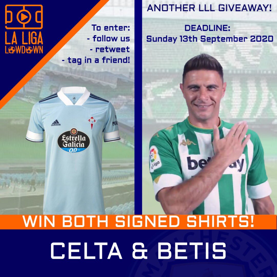 🚨ANOTHER SHIRT GIVEAWAY🚨

To celebrate the new season, we’ve partnered with <a href="/BetwayES/">betway España</a> to give away two more shirts. 👕👕

To have a chance to win a signed Iago Aspas Celta Vigo shirt or a signed Joaquín Real Betis shirt:

- Follow us
- Retweet this
- Tag a friend

#LLL
🧡⚽️🇪🇸