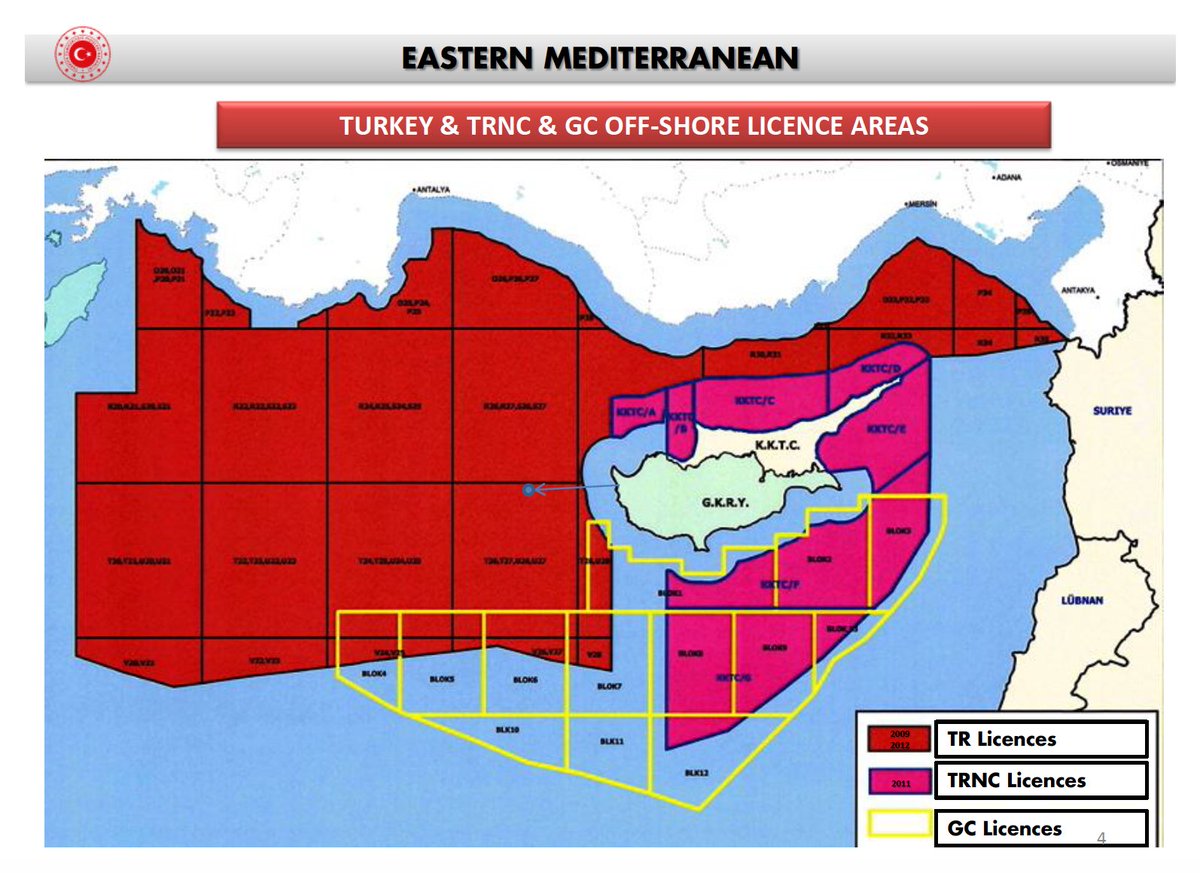 The blocks issued to TPAO (the dark red)—those follow the same line more or less. Notice that once we move north and approach Rhodes the blocks get truncated—possibly this is Turkey recognizing the difference in influence between Kastellorizo and a bigger island like Rhodes.
