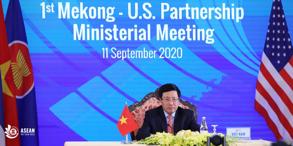 ASEAN2020VN's tweet photo. #ASEAN2020VN
#CohesiveAndResponsive
#AMM53
1/2 - DPM/@FMPhamBinhMinh attended the 1st Mekong - US Partnership Ministerial Meeting ... https://t.co/lV9AGM21PA