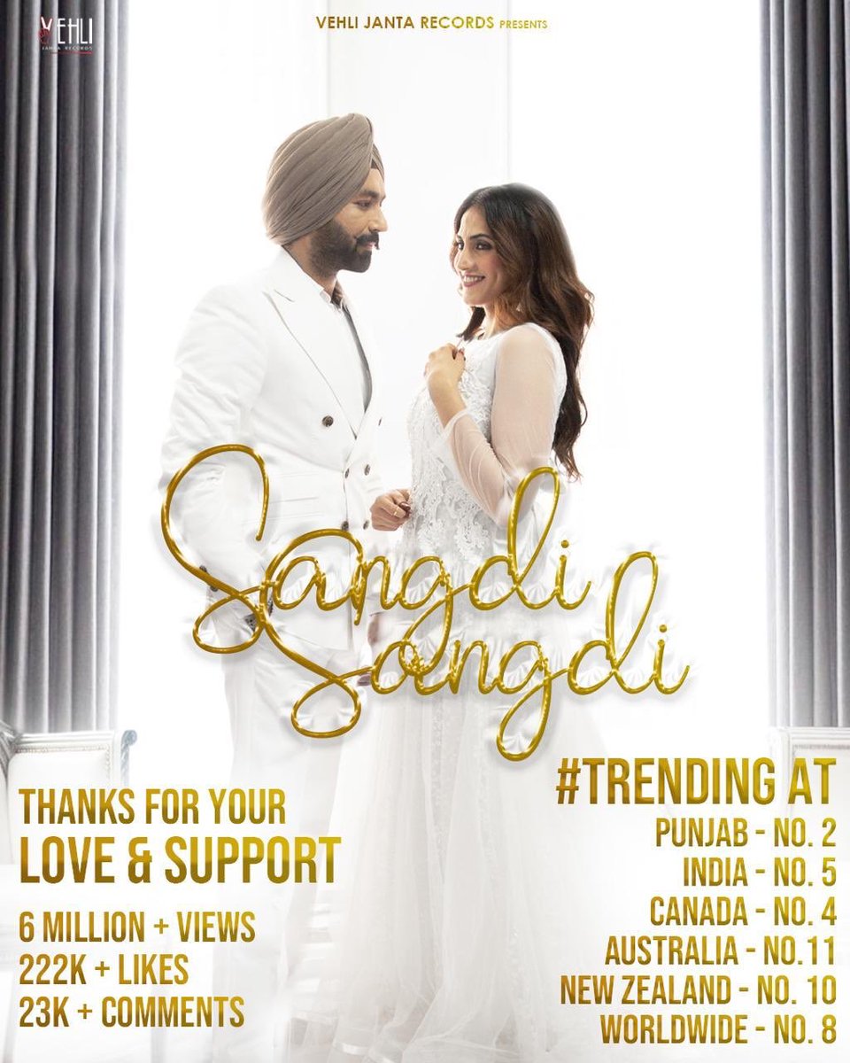 khehra_xhood's tweet photo. Piaar Ae , Aitbaar ae , 
Tu nal ain Tan Bahaar ae ... 
sangdi Sangdi ... 
shukria tuhada piaar bakshan lai 🙏. 
#sangdisangdi #tarsemjassar #mypride #nimratkhaira #vehlijanta #hashneenchauhan #keepsupporting #kajla #wmk https://t.co/UwNRtVzugu