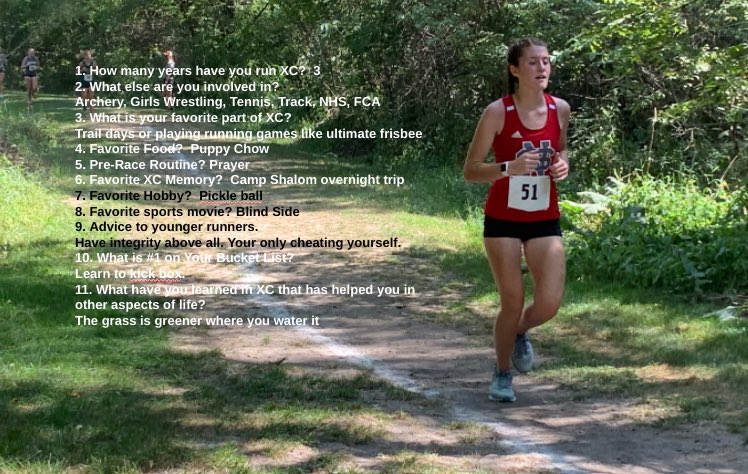 NorthScottXC's tweet photo. Senior spotlight #9: Glory Hansel. Glory has been a member of our team for 3 years and is a captain. She is a hard worker who always has the right words of encouragement for her teammates. @GloryHansel https://t.co/s8WVJz9vtp