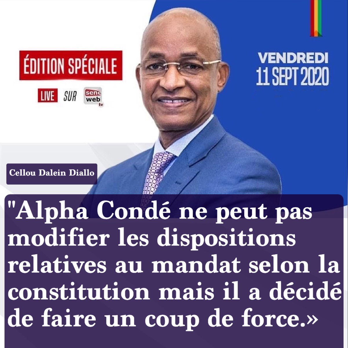 seneweb's tweet photo. Cellou Dalein sur la candidature d’Alpha Condé
#Guinee #Conakry #LiveSeneweb #Kebetu https://t.co/qSshklisZD