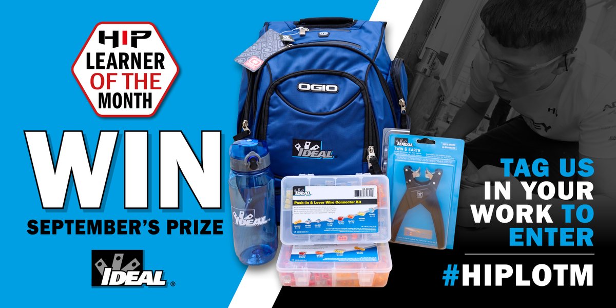Look at the amazing prize on offer in this month's HIP Learner of the Month award!⁠
⁠⁠⁠
All you have to do to enter is tag us in a post with your work using #HIPLOTM by 20th September.⁠

<a href="/ideal_emea/">IDEAL INDUSTRIES EMEA</a>

Full T&amp;Cs: hip-magazine.co.uk/learner-of-the…
