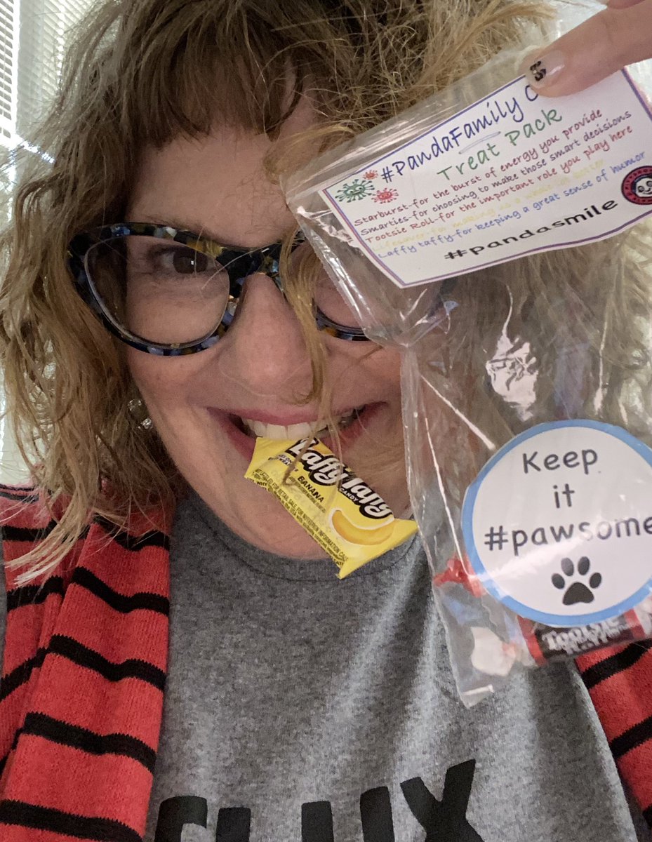 aimnielsen's tweet image. #pawsome treat pack. This will sustain me throughout the day. 🐼 Thanks @PboroElementary! 😁#pandasmile #virtualpanda #pandasbezoomin #CANDY