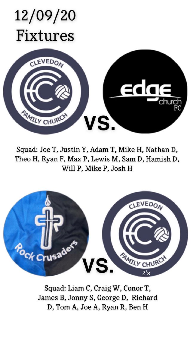 clevedon_club's tweet photo. Tomorrow’s Fixtures:
CFC Firsts vs. Edge Church FC
@RockcrusadersO vs. CFC Reserves
After winning the cup the firsts will want to open the season with 3 points at home.
The reserves will travel to Rock Crusaders and look to get their first points of the campaign.
#UpTheCFC https://t.co/2aJTxCnaVg
