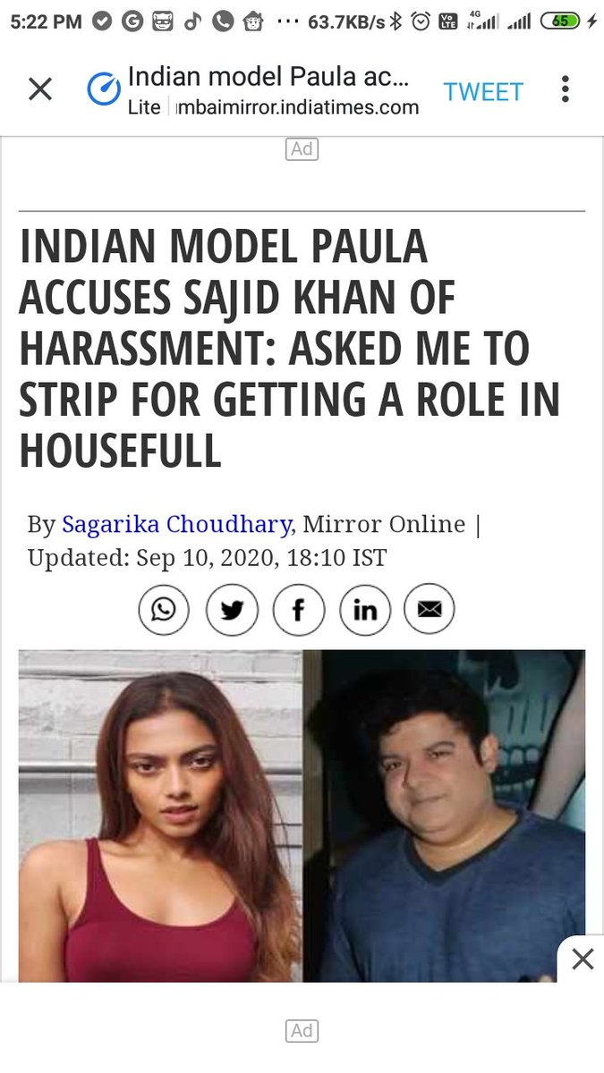 PriyaTh15329051's tweet photo. #Metooindia #SajidKhan #Metoo
If the media trial of Rhea Chakraborty was wrong then media trial of Sajid Khan is also wrong. No double standards for men and women

Allegations without evidence are often wrong and malicious. Many innocent men have suffered due to baseless charges https://t.co/s2zez2uVTP