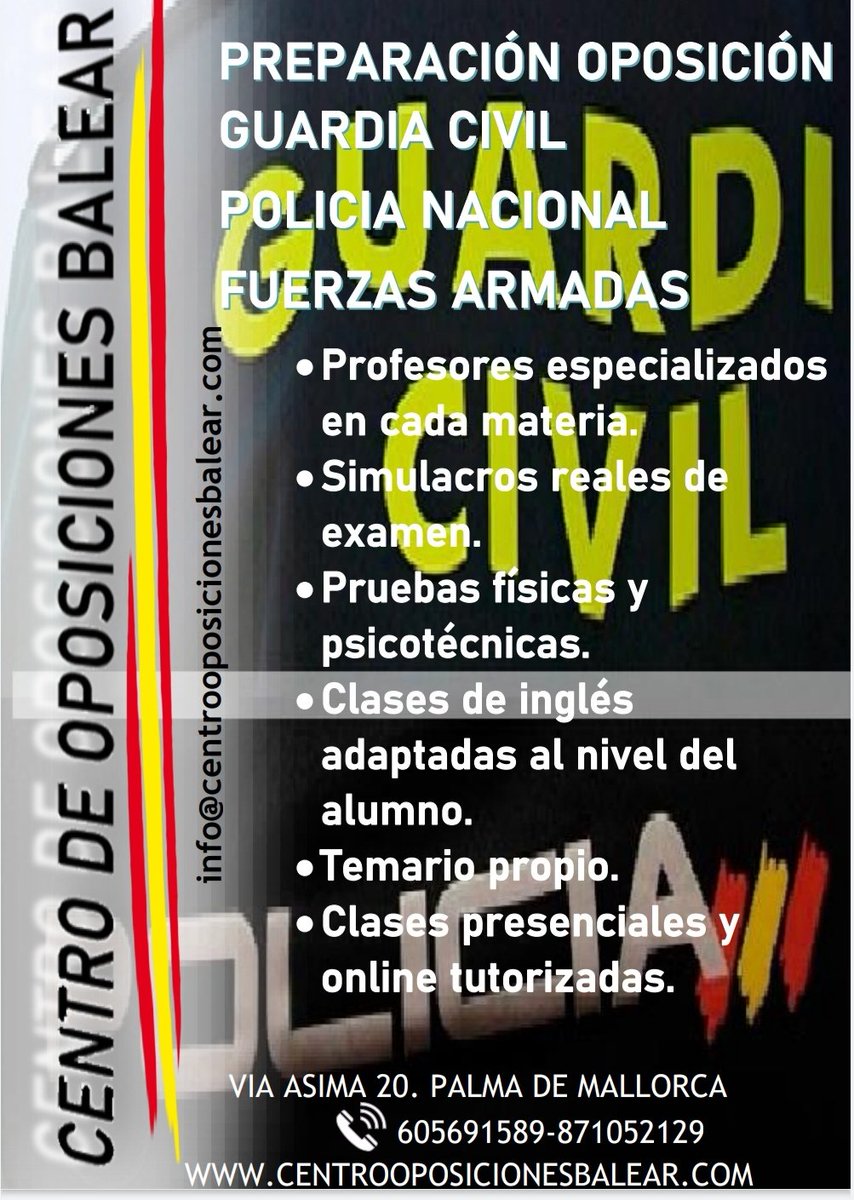 <a href="/AEGCBaleares/">AEGC Baleares</a> <a href="/APROGC/">Asociación PRO Guardia Civil</a> <a href="/AUGC_Comunica/">AUGC Guardia Civil 🇪🇸</a> <a href="/CEPBaleares/">CEP Baleares</a> <a href="/IGCBaleares/">IGC Islas Baleares</a> <a href="/Polprbaleares/">Policia Nacional en Baleares</a> 🇪🇸Alcanzar el éxito en lo personal y profesional requiere ciertos esfuerzos y no sacrificios.🇪🇸