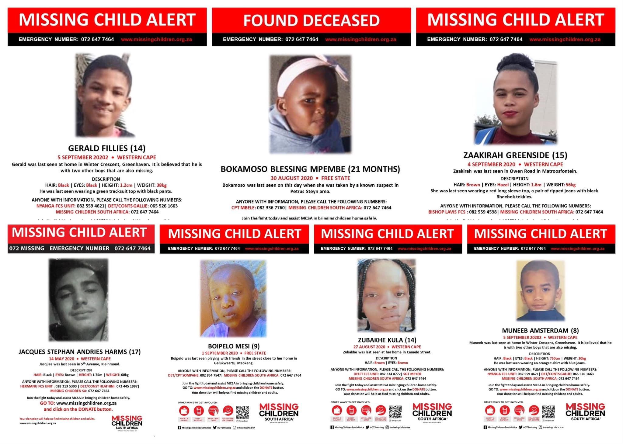 Missing Children SA on Twitter "UrsulaChikane Just some of the MissingChildren the last few