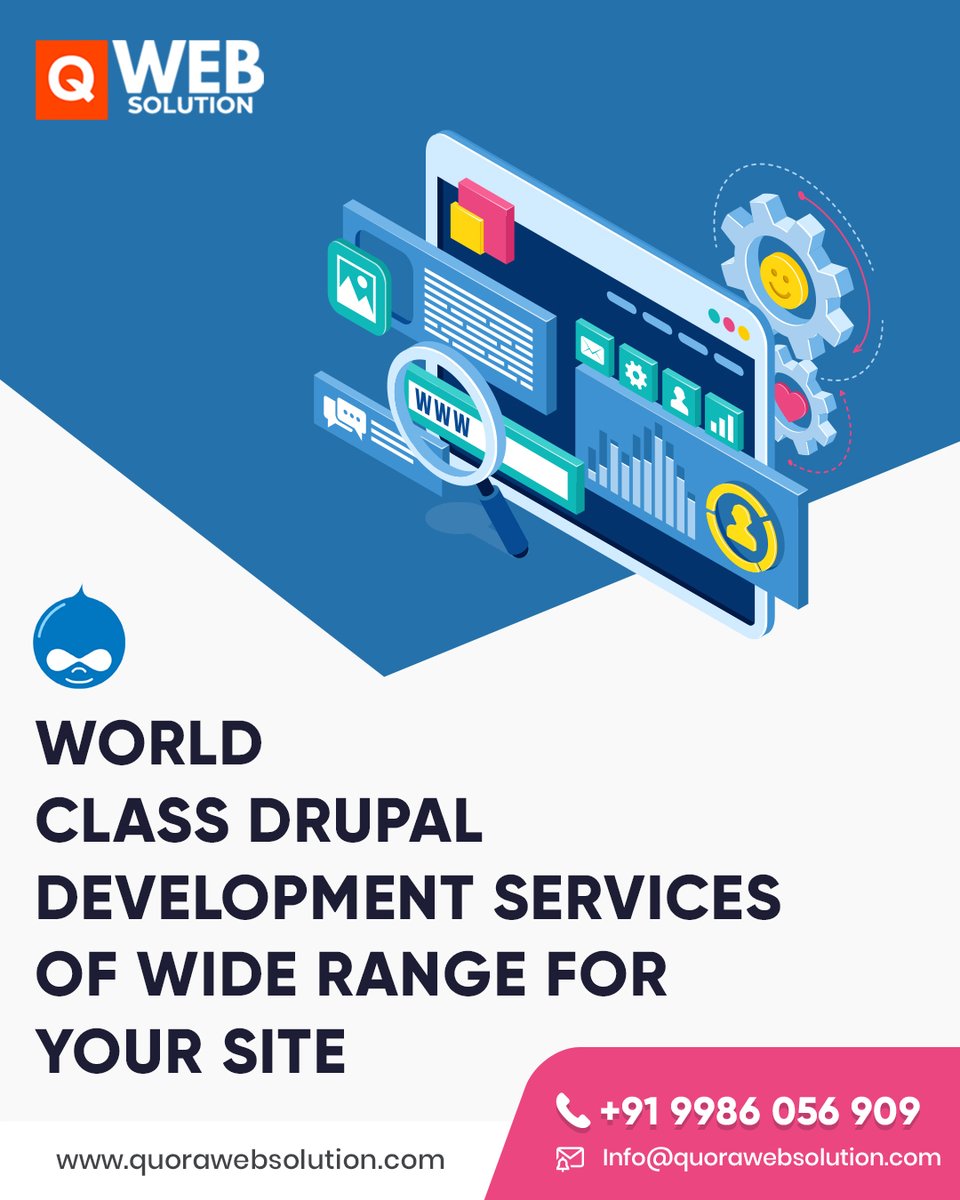 QuoraWeb's tweet image. Make your #contentmanagementsoftware powerful with Drupal with its flexibility and modularity.
Trust #Quorawebsolution for your #DrupalWebdevelopmentServices.
Visit today at bit.ly/3hiw51x
Or talk to our experts at +91 9986 056 909
📩Info@quorawebsolution.com
#drupal