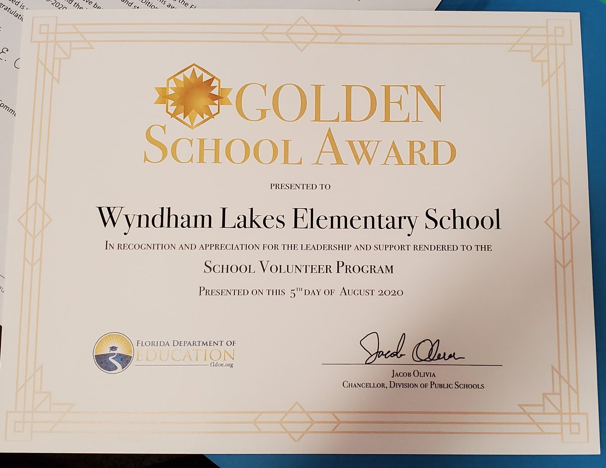 WLES_OCPS's tweet photo. Celebrating our GOLDEN SCHOOL AWARD for the 2019-2020 school year from the Florida Department of Education! πππ
#wlestrong #ExpectSuccessNothingLess
To learn more about the award visit https://t.co/7CnHjndwNw https://t.co/EOhP3FY1CE