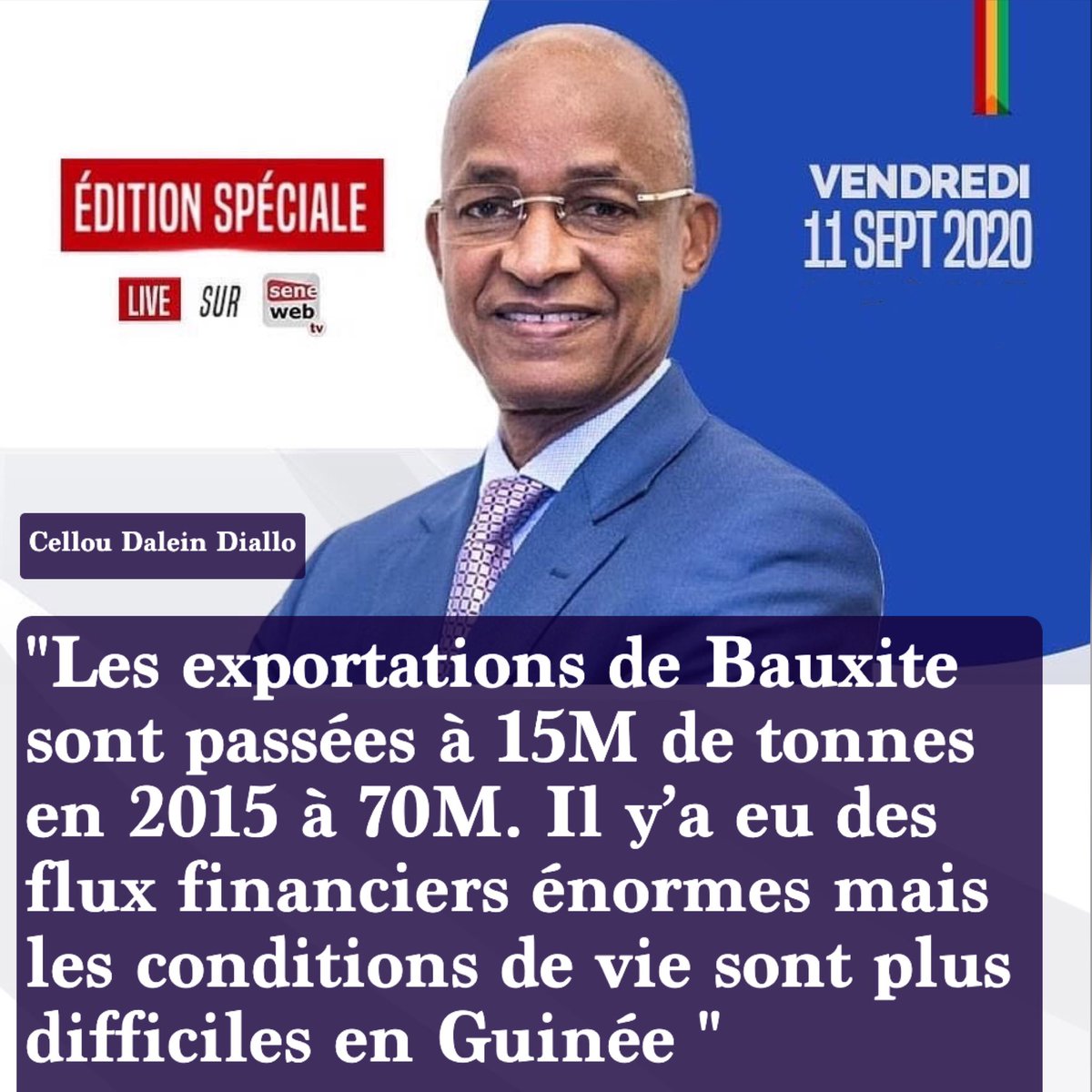 seneweb's tweet photo. Cellou Dalein sur le paradoxe entre les richesse minières de la Guinée et les conditions de la population
#Guinee #conakry #LiveSeneweb https://t.co/oVHlPEcbnb